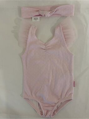 American Girl Bitty Baby Light Pink Polka Dot Leotard with Headband